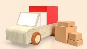 le papier boîte et van un camion pour livraison concept 3d le rendu. photo