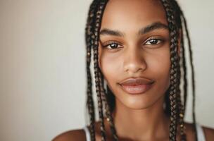 ai généré Jeune femme avec africain tresses photo