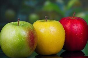 ai généré juteux pommes doublé en haut photo