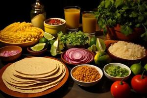 ai généré délicieux et appétissant mexicain pozole - traditionnel fait maison plat avec savoureux garnitures photo