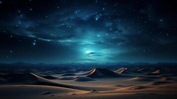 ai généré étourdissant étoilé nuit ciel plus de désert paysage - Stupéfiant astronomie Contexte photo