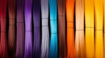 ai généré proche en haut de vibrant, coloré cheveux brins - idéal pour beauté et mode concepts photo