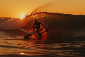 ai généré aventureux surfeur équitation puissant océan vague, permettant ample pièce pour personnalisé texte placement photo