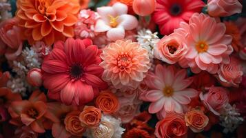ai généré vibrant bouquet de fleurs dans vase photo
