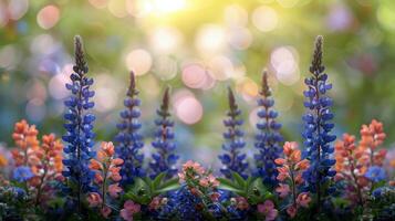 ai généré bouquet de fleurs dans herbe photo