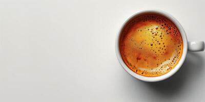 ai généré une tasse de café sur une blanc table photo