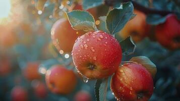 ai généré bouquet de pommes sur arbre photo