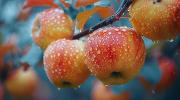 ai généré bouquet de pommes sur arbre photo