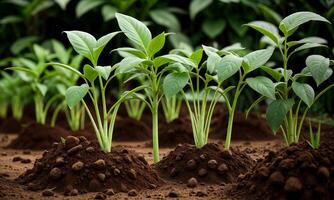 ai généré les plantes croissance de sol, plante progrès, croissance usine, grandir en haut de sol photo