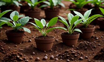 ai généré les plantes croissance de sol, plante progrès, croissance usine, grandir en haut de sol photo