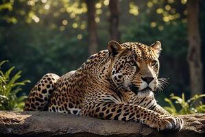 ai généré jaguar - animal, jaguar dans le jungle, magnifique coup de un africain léopard - jaguar photo