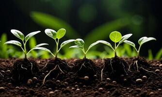 ai généré les plantes croissance de sol, plante progrès, croissance usine, grandir en haut de sol photo