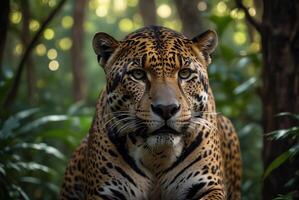 ai généré jaguar - animal, jaguar dans le jungle, magnifique coup de un africain léopard - jaguar photo