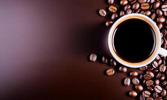 ai généré tasse café haricots, chaud café, Expresso café tasse avec haricots, café haricot Contexte photo