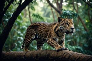 ai généré jaguar - animal, jaguar dans le jungle, magnifique coup de un africain léopard - jaguar photo