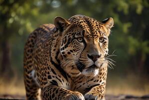 ai généré jaguar - animal, jaguar dans le jungle, magnifique coup de un africain léopard - jaguar photo