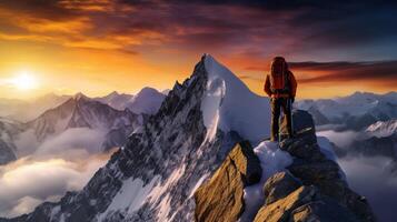 ai généré Montagne escalade Contexte photo