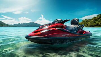 ai généré océan jet ski Contexte photo