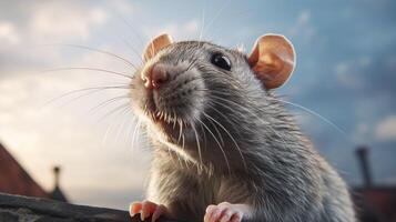 ai généré une rat est permanent sur Haut de une Journal photo