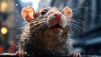 ai généré une rat est permanent sur Haut de une Journal photo