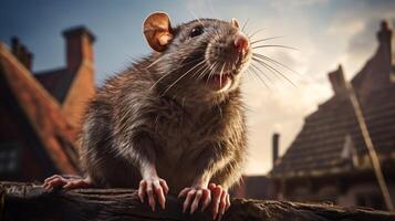 ai généré une rat est permanent sur Haut de une Journal photo