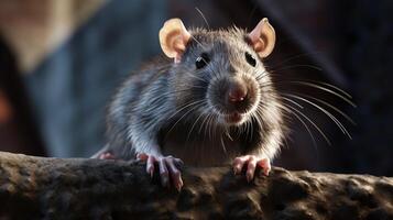 ai généré une rat est permanent sur Haut de une Journal photo