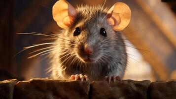 ai généré une rat est permanent sur Haut de une Journal photo