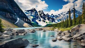 ai généré rocheux Montagne Contexte photo