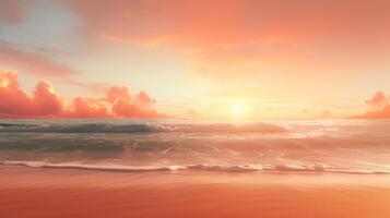 ai généré une magnifique le coucher du soleil plus de le océan avec vagues photo
