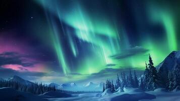 ai généré ciel avec aurore borealis Contexte photo