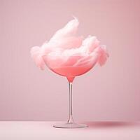 ai généré coton bonbons dans une verre avec une rose cocktail photo