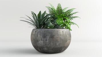 ai généré une grand gris pot avec une plante à l'intérieur. photo