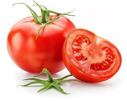 ai généré entier tomate avec tranche isolé sur blanc Contexte. fermer tir. photo