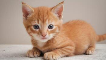 ai généré mignonne peu rouge chaton photographie, chat la photographie photo