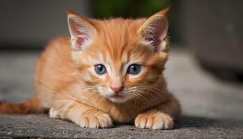 ai généré mignonne peu rouge chaton photographie, chat la photographie photo