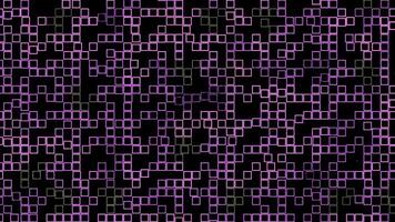 tetris carrés avec néon lumière. animation. magnifique ensemble de néon carrés au hasard en mouvement sur noir Contexte. Contexte de tetris carrés photo