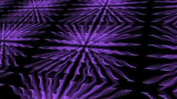 abstrait numérique surface divisé dans carrés avec violet spirales. animation. Lignes de beaucoup étroit torsion vortex formes sur une noir Contexte. photo