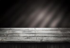 table en bois foncé, fond de perspective en bois photo