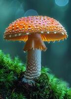 ai généré amanite muscaria est toxique champignon cette grandit dans le forêt dans le Carpates photo