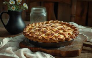 ai généré rustique fait maison Pomme tarte photo