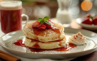 ai généré gourmet crêpe petit déjeuner photo