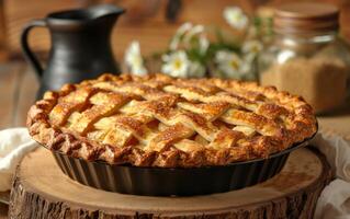 ai généré fait maison treillis Pomme tarte photo