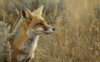 ai généré serein Renard dans d'or champ photo