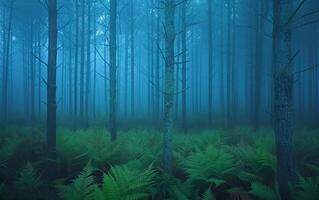 ai généré mystique bleu forêt photo