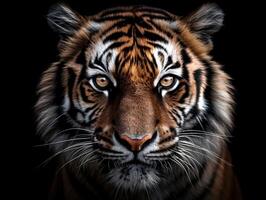 ai généré proche en haut détaillé portrait de tigre affronter, génératif ai photo