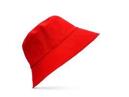 rouge seau chapeau isolé sur une blanc Contexte photo