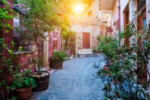 scénique pittoresque des rues de Chania vénitien ville. La Canée, creete, Grèce photo