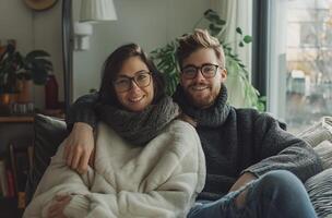 ai généré intérieur chaleur sur une froid journée photo