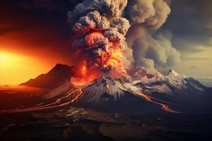 ai généré magicien, chinois encre style, incroyable épique ancien thème, cinématographique, superbe, réaliser éclairage et ombres, vif, vibrant, irréel moteur, concept art volcanique éruptions dans Islande photo