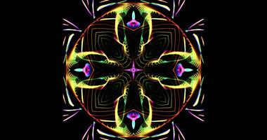 kaléidoscopique modèle sur foncé Contexte dans vibrant couleurs photo